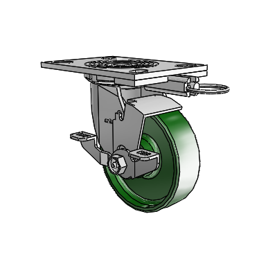 4 Series 1 1/2" Casters Top Plate Swivel Zinc with 5 x 1.5 Cast Iron Wheel and Top Lock Brake