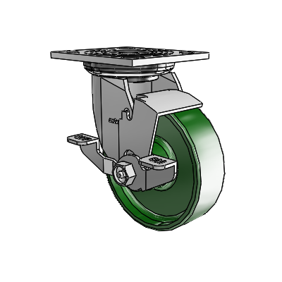 4 Series 1 1/2" Casters Top Plate Swivel Zinc with 5 x 1.5 Cast Iron Wheel and Top Lock Brake