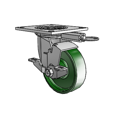 4 Series 1 1/2" Casters Top Plate Swivel Zinc with 5 x 1.5 Cast Iron Wheel and Top Lock Brake