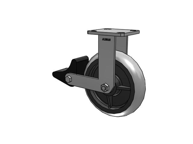 110 Series Kingpinless Top Plate Rigid Caster with 8 x 2 Grey Tread on Grey Core XP - X-treme Plus Solid Polyurethane Wheel and Poly Lock Integrated Brake