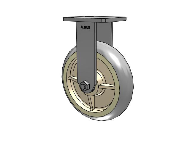 110 Series Kingpinless Top Plate Rigid Caster with 8 x 2 Grey Tread on Grey Core XR - X-tra Soft Rubber (Round) - Prevenz Antimicrobial Wheel