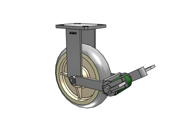 110 Series Kingpinless Top Plate Rigid Caster with 8 x 2 Grey Tread on Grey Core XR - X-tra Soft Rubber (Round) - Prevenz Antimicrobial Wheel and Poly Cam Brake