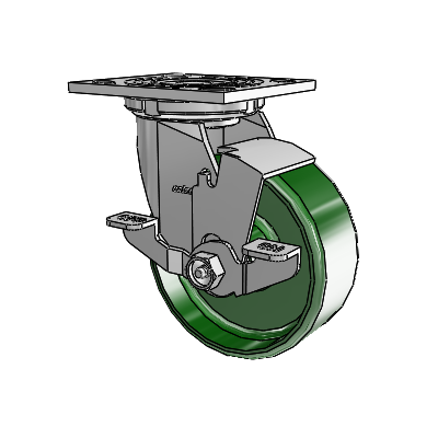 4 Series 2 Inch Wide Top Plate Swivel Caster Caster with 5 x 2 Cast Iron Wheel and Top Lock Brake