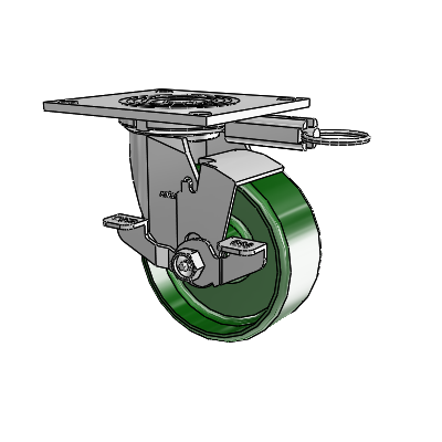 4 Series 2 Inch Wide Top Plate Swivel Caster Caster with 5 x 2 Cast Iron Wheel and Top Lock Brake
