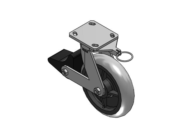 110 Series Kingpinless Top Plate Swivel Caster with 8 x 2 Grey Tread on Grey Core XP - X-treme Plus Solid Polyurethane Wheel and Poly Lock Integrated Brake
