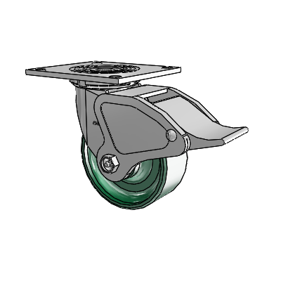 4 Series 2 Inch Wide Top Plate Swivel Caster Caster with 5 x 2 Forged Steel Wheel and Total Lock Brake