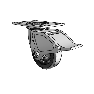 4 Series 1 1/2" Casters Top Plate Swivel Zinc with 5 x 1.5 Phenolic Wheel and Total Lock Brake
