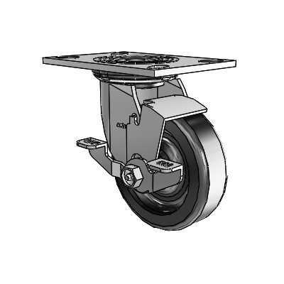 4 Series 1 1/2" Casters Top Plate Swivel Zinc with 5 x 1.5 Phenolic Wheel and Top Lock Brake