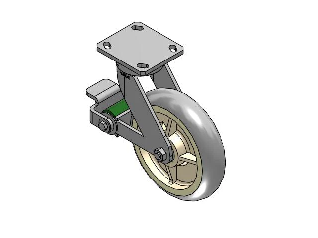 110 Series Kingpinless Top Plate Swivel Caster with 8 x 2 Grey Tread on Grey Core XR - X-tra Soft Rubber (Round) - Prevenz Antimicrobial Wheel and Poly Cam Brake