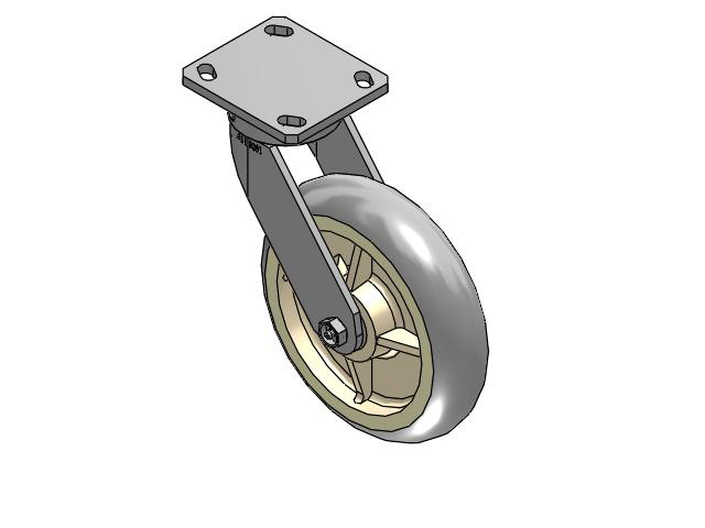 110 Series Kingpinless Top Plate Swivel Caster with 8 x 2 Grey Tread on Grey Core XR - X-tra Soft Rubber (Round) - Prevenz Antimicrobial Wheel