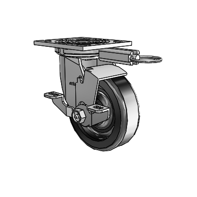 4 Series 1 1/2" Casters Top Plate Swivel Zinc with 5 x 1.5 Phenolic Wheel and Top Lock Brake