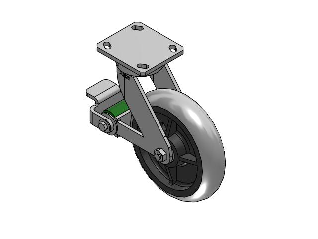 110 Series Kingpinless Top Plate Swivel Caster with 8 x 2 Grey Tread on Grey Core XP - X-treme Plus Solid Polyurethane Wheel and Poly Cam Brake