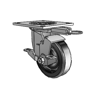 4 Series 1 1/2" Casters Top Plate Swivel Zinc with 5 x 1.5 Phenolic Wheel and Top Lock Brake