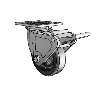 4 Series 1 1/2" Casters Top Plate Swivel Zinc with 5 x 1.5 Phenolic Wheel and Tech Lock Brake
