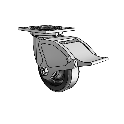 4 Series 1 1/2" Casters Top Plate Swivel Zinc with 5 x 1.5 Phenolic Wheel and Total Lock Brake
