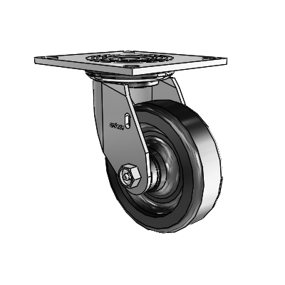 4 roulettes de la série 1 de 1 1/2", à plaque supérieure pivotante en zinc, avec roue en phénolique de 5 x 1,5