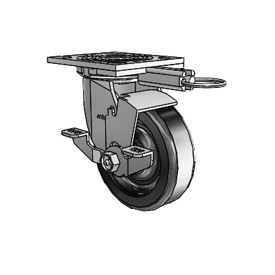 4 Series 1 1/2" Casters Top Plate Swivel Zinc with 5 x 1.5 Phenolic Wheel and Top Lock Brake