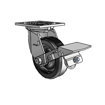 4 Series 1 1/2" Casters Top Plate Swivel Zinc with 5 x 1.5 Phenolic Wheel and Tread Lock Brake