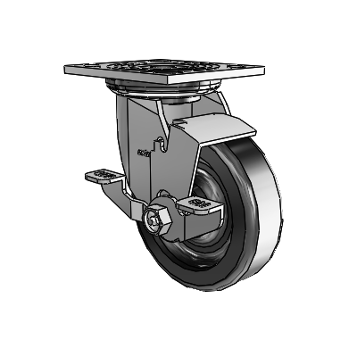 4 Series 1 1/2" Casters Top Plate Swivel Zinc with 5 x 1.5 Phenolic Wheel and Top Lock Brake