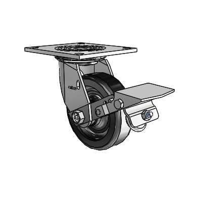 4 Series 1 1/2" Casters Top Plate Swivel Zinc with 5 x 1.5 Phenolic Wheel and Tread Lock Brake
