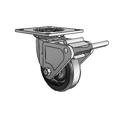 4 Series 1 1/2" Casters Top Plate Swivel Zinc with 5 x 1.5 Phenolic Wheel and Tech Lock Brake