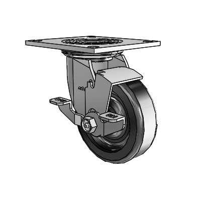 4 Series 1 1/2" Casters Top Plate Swivel Zinc with 5 x 1.5 Phenolic Wheel and Top Lock Brake