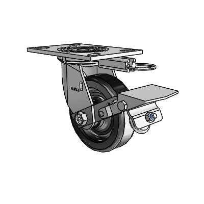 4 Series 1 1/2" Casters Top Plate Swivel Zinc with 5 x 1.5 Phenolic Wheel and Tread Lock Brake