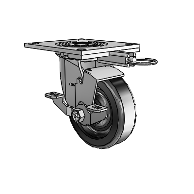 4 Series 1 1/2" Casters Top Plate Swivel Zinc with 5 x 1.5 Phenolic Wheel and Top Lock Brake