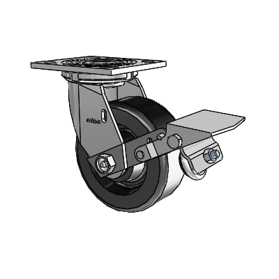 4 Series 2 Inch Wide Top Plate Swivel Caster Caster with 5 x 2 Phenolic Wheel and Tread Lock Brake