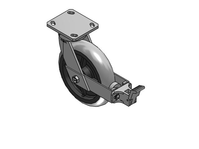 110 Series Kingpinless Top Plate Swivel Caster with 8 x 2 Grey Tread on Grey Core XP - X-treme Plus Solid Polyurethane Wheel and Face Brake