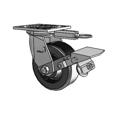 4 Series 2 Inch Wide Top Plate Swivel Caster Caster with 5 x 2 Phenolic Wheel and Tread Lock Brake
