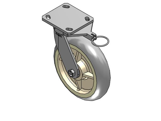 110 Series Kingpinless Top Plate Swivel Caster with 8 x 2 Grey Tread on Grey Core XR - X-tra Soft Rubber (Round) - Prevenz Antimicrobial Wheel