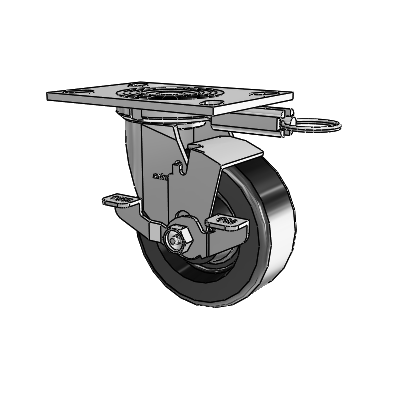4 Series 2 Inch Wide Top Plate Swivel Caster Caster with 5 x 2 Phenolic Wheel and Top Lock Brake