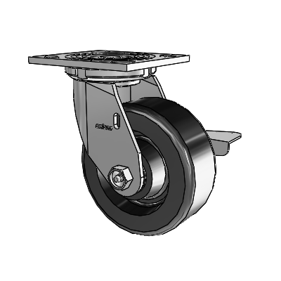 4 Series 2 Inch Wide Top Plate Swivel Caster Caster with 5 x 2 Phenolic Wheel and Side Lock Brake