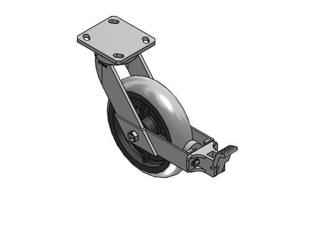 110 Series Kingpinless Top Plate Swivel Caster with 8 x 2 Grey Tread on Grey Core XP - X-treme Plus Solid Polyurethane Wheel and Face Brake