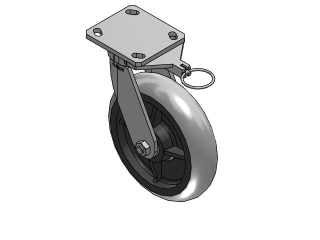 110 Series Kingpinless Top Plate Swivel Caster with 8 x 2 Grey Tread on Grey Core XP - X-treme Plus Solid Polyurethane Wheel
