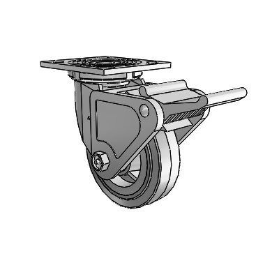 4 Series 1 1/2" Casters Top Plate Swivel Zinc with 5 x 1.5 Performa Rubber (Flat/Grey) Wheel and Tech Lock Brake