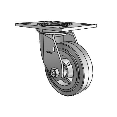 4 Series 1 1/2" Casters Top Plate Swivel Zinc with 5 x 1.5 Performa Rubber (Flat/Grey) Wheel