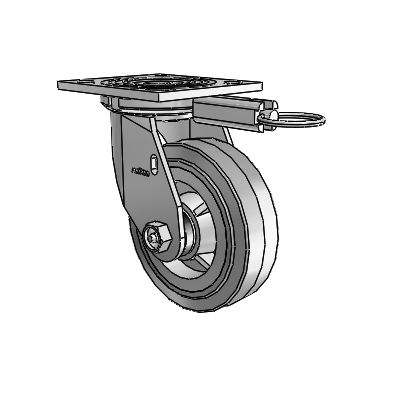 4 Series 1 1/2" Casters Top Plate Swivel Zinc with 5 x 1.5 Performa Rubber (Flat/Grey) Wheel