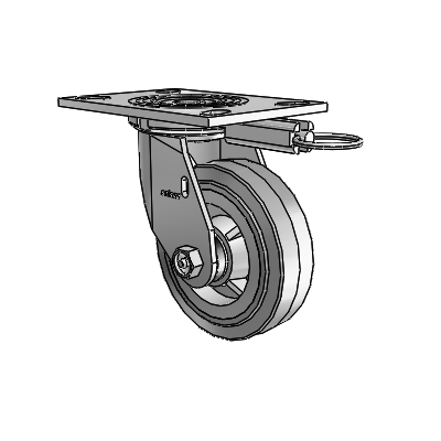 4 Series 1 1/2" Casters Top Plate Swivel Zinc with 5 x 1.5 Performa Rubber (Flat/Grey) Wheel