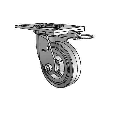 4 Series 1 1/2" Casters Top Plate Swivel Zinc with 5 x 1.5 Performa Rubber (Flat/Grey) Wheel