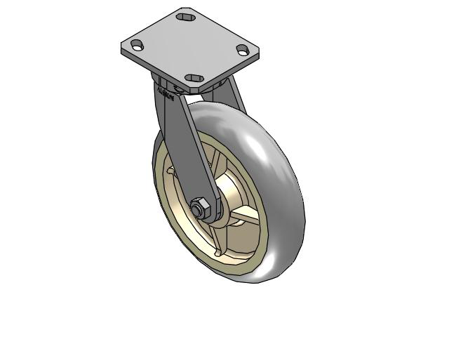 110 Series Kingpinless Top Plate Swivel Caster with 8 x 2 Grey Tread on Grey Core XR - X-tra Soft Rubber (Round) - Prevenz Antimicrobial Wheel