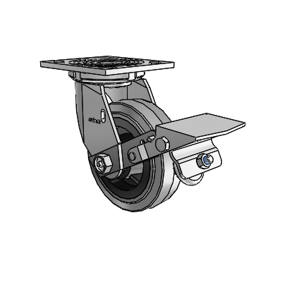 4 Series 1 1/2" Casters Top Plate Swivel Zinc with 5 x 1.5 Performa Rubber (Flat/Conductive) Wheel and Tread Lock Brake