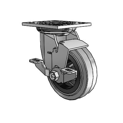 4 Series 1 1/2" Casters Top Plate Swivel Zinc with 5 x 1.5 Performa Rubber (Flat/Conductive) Wheel and Top Lock Brake