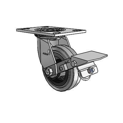 4 Series 1 1/2" Casters Top Plate Swivel Zinc with 5 x 1.5 Performa Rubber (Flat/Conductive) Wheel and Tread Lock Brake