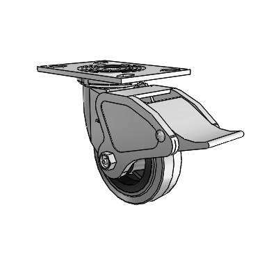 4 Series 1 1/2" Casters Top Plate Swivel Zinc with 5 x 1.5 Performa Rubber (Flat/Conductive) Wheel and Total Lock Brake