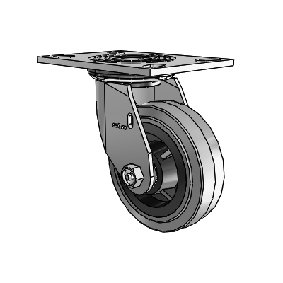 4 Series 1 1/2" Casters Top Plate Swivel Zinc with 5 x 1.5 Performa Rubber (Flat/Conductive) Wheel