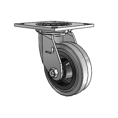 4 Series 1 1/2" Casters Top Plate Swivel Zinc with 5 x 1.5 Performa Rubber (Flat/Conductive) Wheel