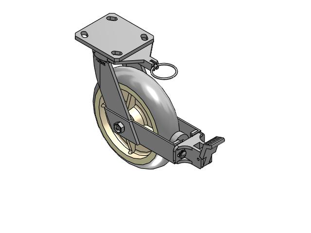 110 Series Kingpinless Top Plate Swivel Caster with 8 x 2 Grey Tread on Grey Core XR - X-tra Soft Rubber (Round) - Prevenz Antimicrobial Wheel and Face Brake