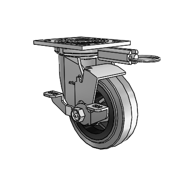 4 Series 1 1/2" Casters Top Plate Swivel Zinc with 5 x 1.5 Performa Rubber (Flat/Conductive) Wheel and Top Lock Brake